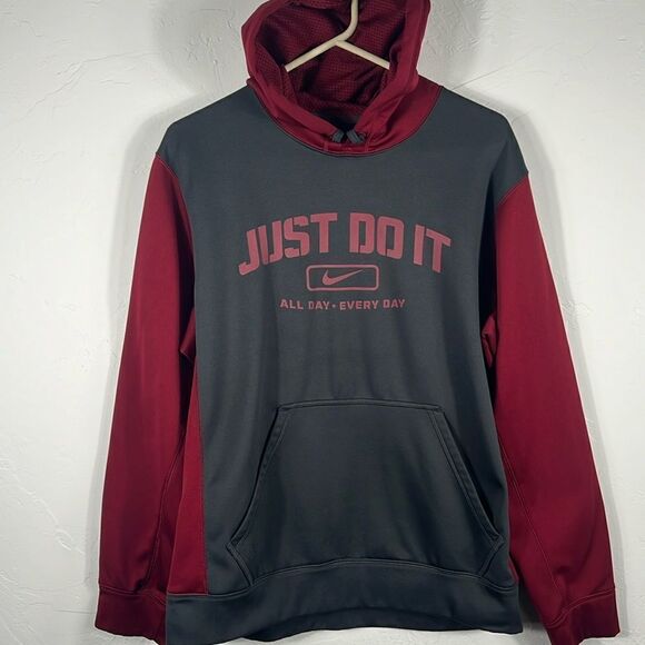 🔥 NIKE Therma-Fit HOODIE Just Do It Pullover Polyester Sweatshirt - Men Sz M - Picture 1 of 11